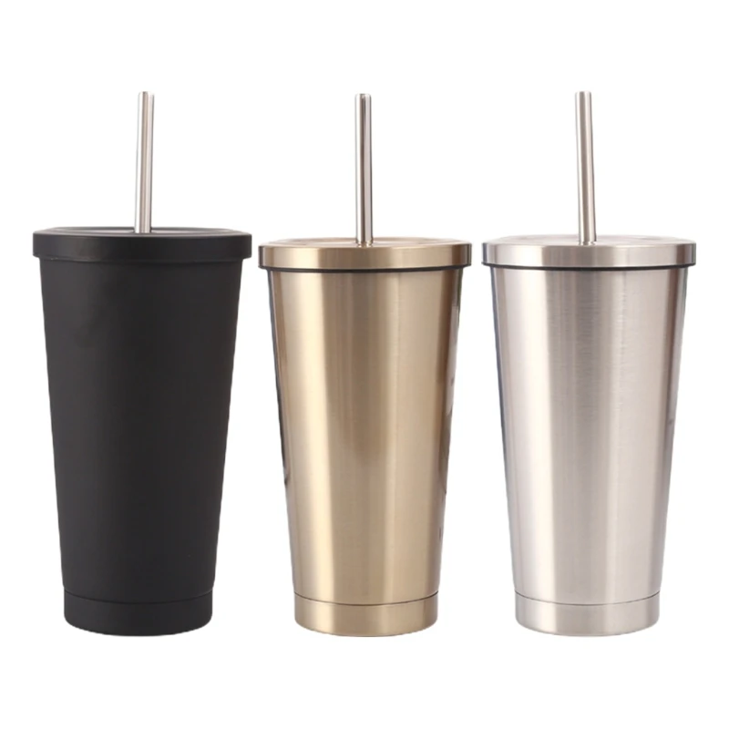 

Stainless Steel Material Thermal Bottle Travel Coffee Cups with Straws and Lids Vacuum Insulated Office Mugs Coffee Mugs