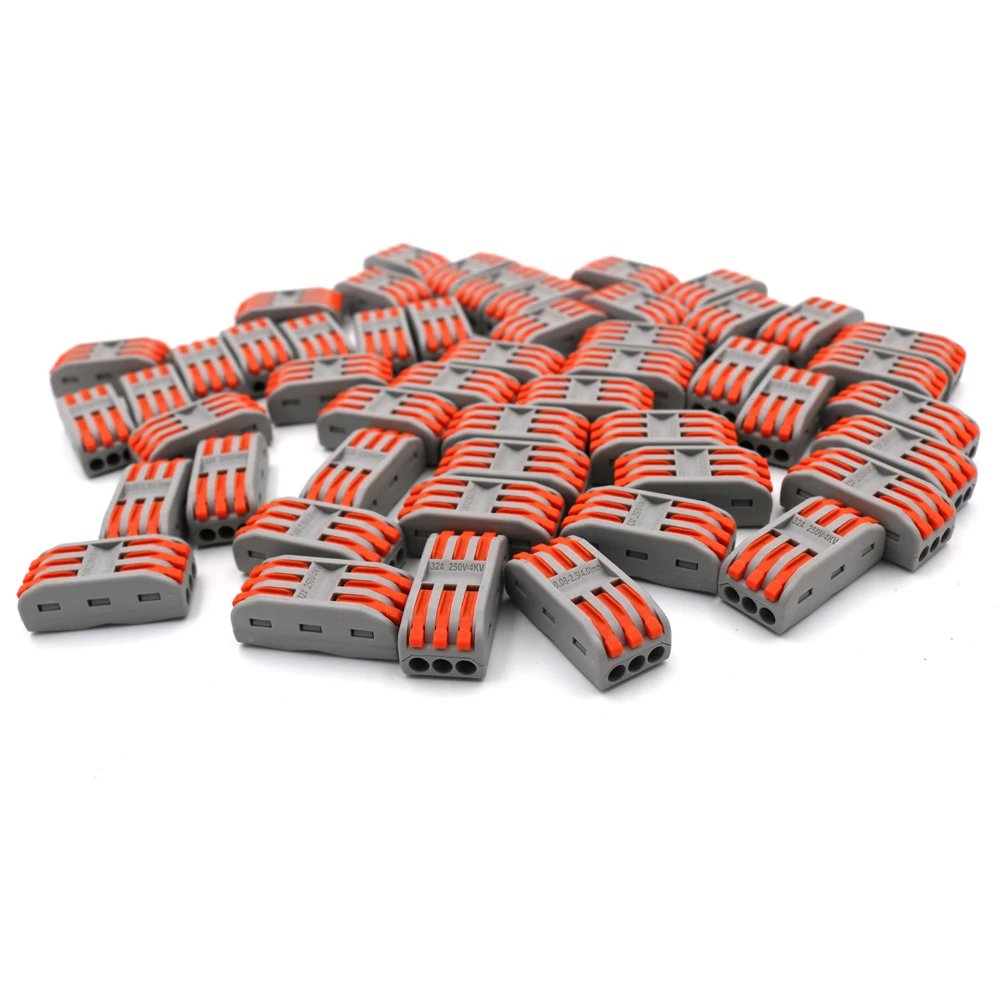 50 шт. PT 3 штифтов проволочный коннектор компактный проводка кабеля разъем клемма