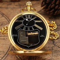 exquise gold musical movement pocket watch hand crank playing music watch chain roman number carved clock happy new year gifts