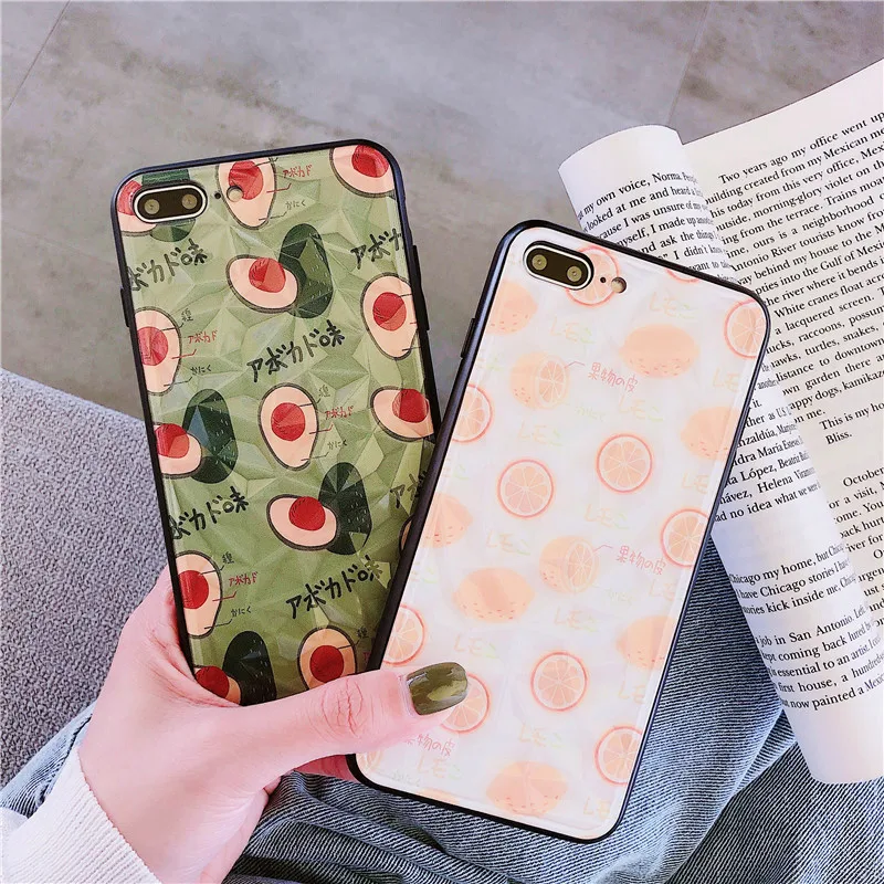Heyytle Cute Cartoon Diamond Case For iPhone 7 8 Plus X XS MAX Summer Fruit Cover XR 6 6S 7Plus 10 Mirror Cases Coque |