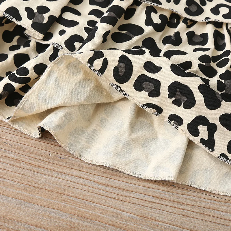 Модная детская одежда для маленьких девочек платье с леопардовым принтом