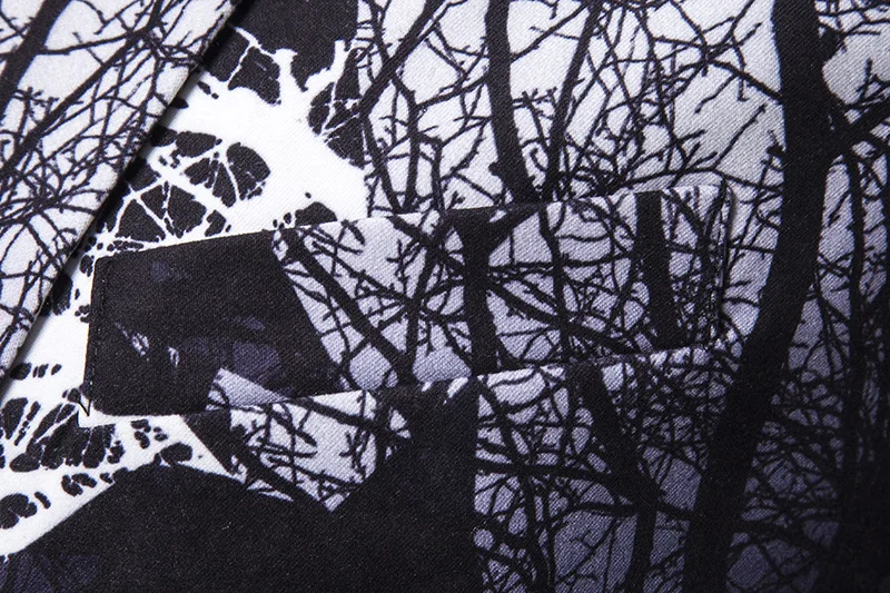 

Blazer for Men 2020 Vintage Slim Fit Branches 3D Print Black Blazers Men Suits Autumn Man Blazer Casual Suit Jacket