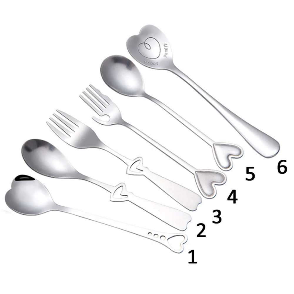 

1PC Stainless Steel Spoon Fork Coffee Spoon Stirring Spoon Valentines Gift Kitchen Accessories Tableware