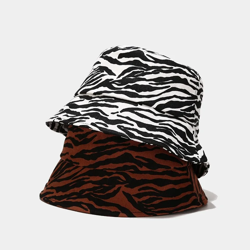 

New Trendy Fisherman Hat Zebra Stripes Bucket Hat Women's Sun Protection Hat Unisex Panama Bob Cap Summer Outdoor Hiking Hat