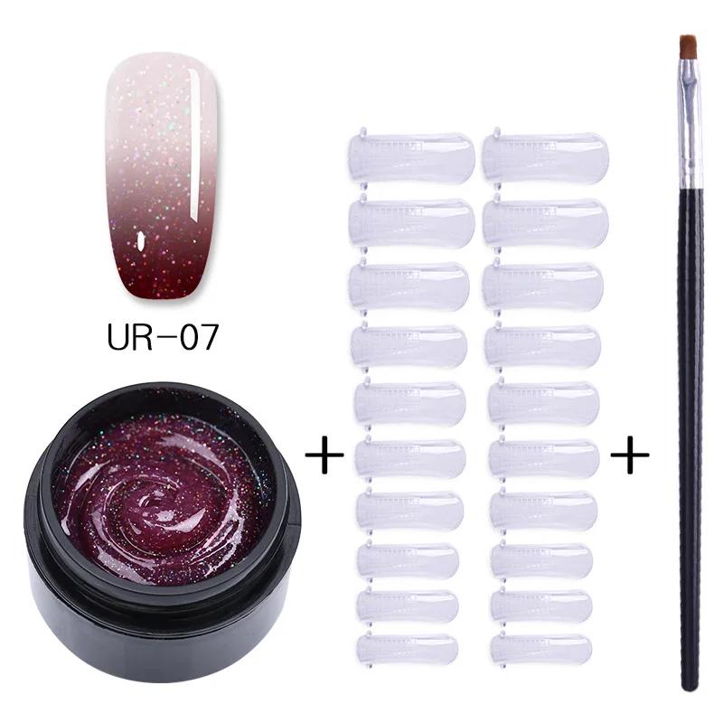 3Pcs set 7 UR SUGAR 15 мл голографический Блестящий Быстрый строительный поли набор для маникюра гель-лаком тепловой поли гель продлевающий половой акт лак кончик ногтей строительный УФ-гель - Цвет: 3Pcs set 7
