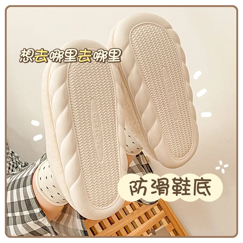 Модные новые женские зимние бархатные шлепанцы с героями мультфильмов теплые