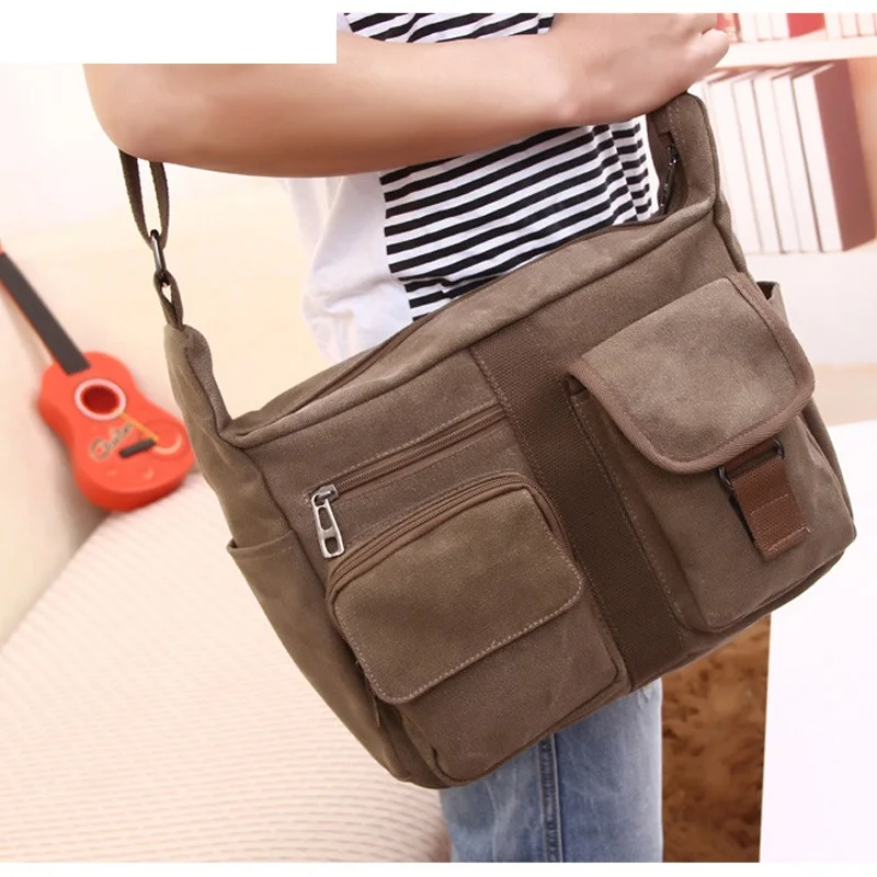 

2019 Vintage Men's Canvas Messenger Bag Large Capacity Shoulder Bag Multifunction Casual Men Bag Male Travel Bag ZHB322