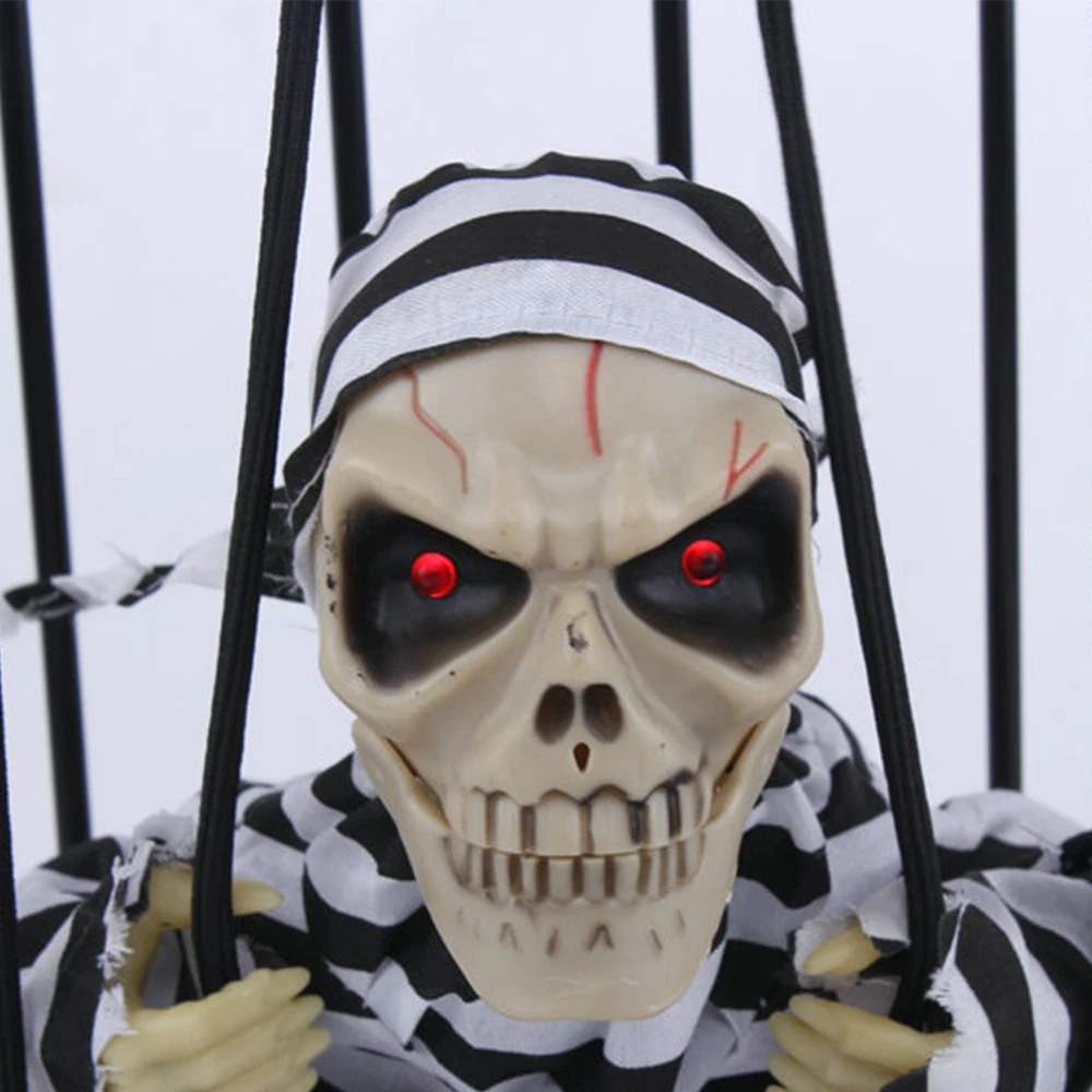 

Halloween Horror Props Tricky Toy Infrared Induction Luminou Sounding Prison Death Prisoner Prison Hanging Ghost Without Battery