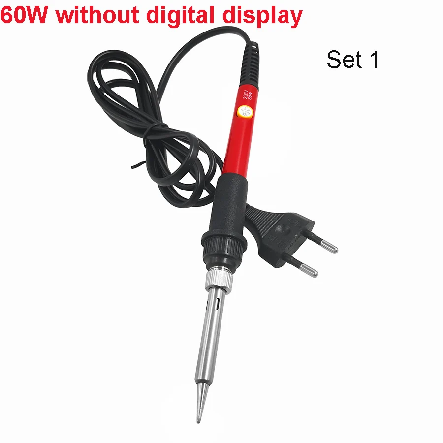 60W red no display 60 Вт/80 Вт Электрический паяльник с регулируемой температурой, 220 В, 110 В, ЖК-цифровой дисплей, сварочный паяльник, паяльная станция, инструменты - Цвет: 60W red no display