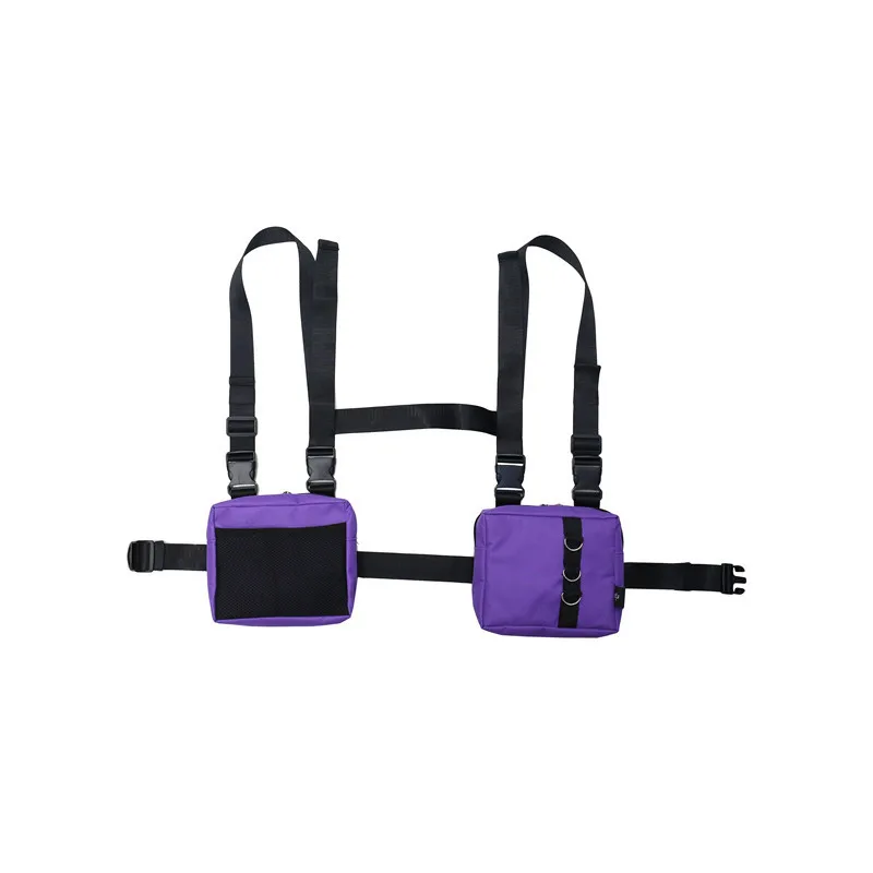 Style 2 Purple Модная Мужская Уличная сумка с 3 карманами, Мужская камуфляжная нагрудная сумка в стиле хип-хоп, унисекс, жилет, черная тактическая поясная сумка 194 - Цвет: Style 2 Purple