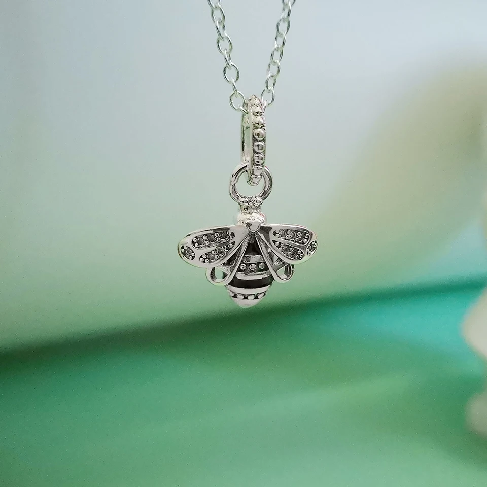 

Real 925 Sterling Silver clips black enamel bee Charms Fit Original Bracelets Pendant Jewelry Making Hot Sale Gift