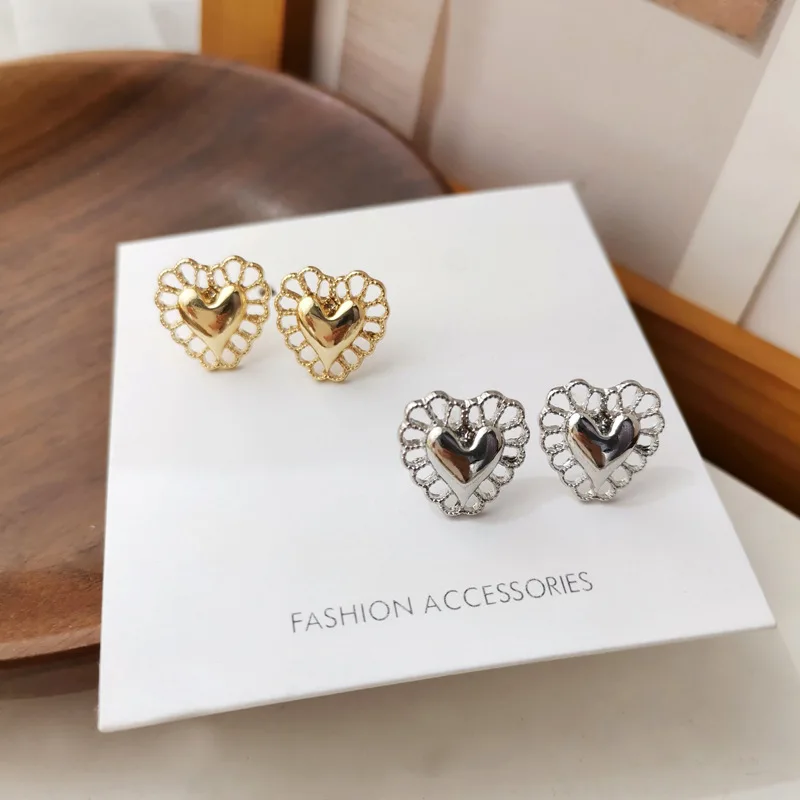 

Женские серьги-подвески в стиле барокко, Винтажные серьги в виде фиолетового сердца с металлическим кружевом, милые серьги для подростков с...