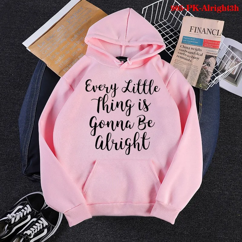 

Women Hoodies Every Little Thing Is Gonna Be Alright Hoodie Long Sleeve Sweatshirt Tops Woman Clothes Harajuku Goth Sportswear