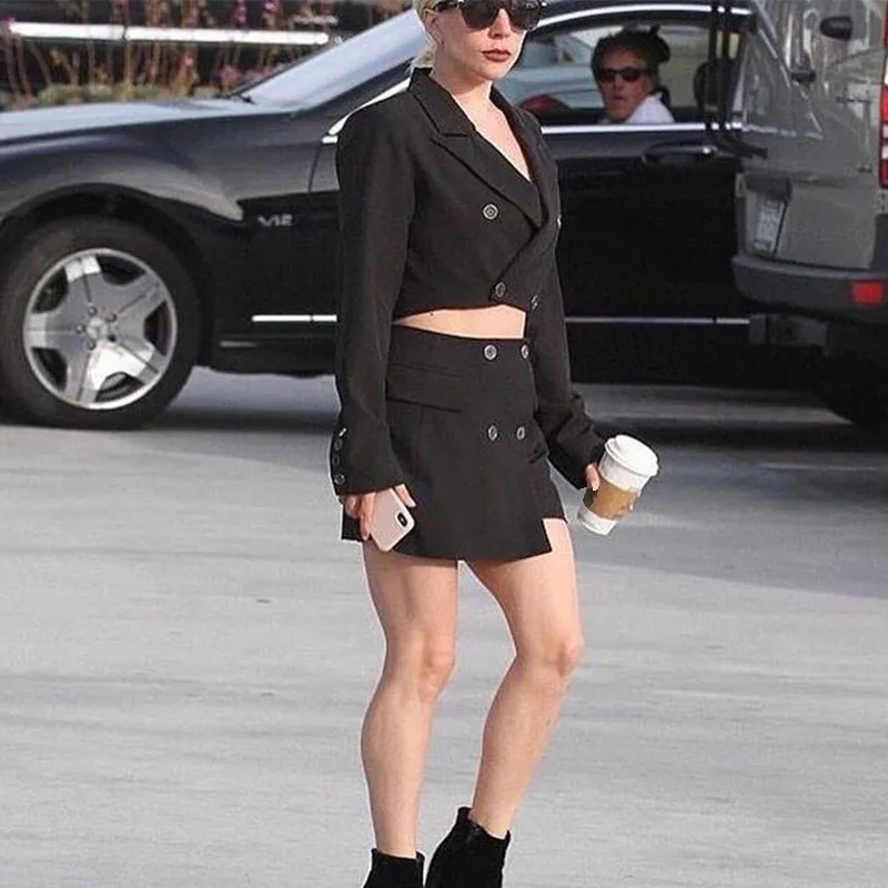 Элегантный офисный женский костюм короткая юбка высокая талия мини шорты