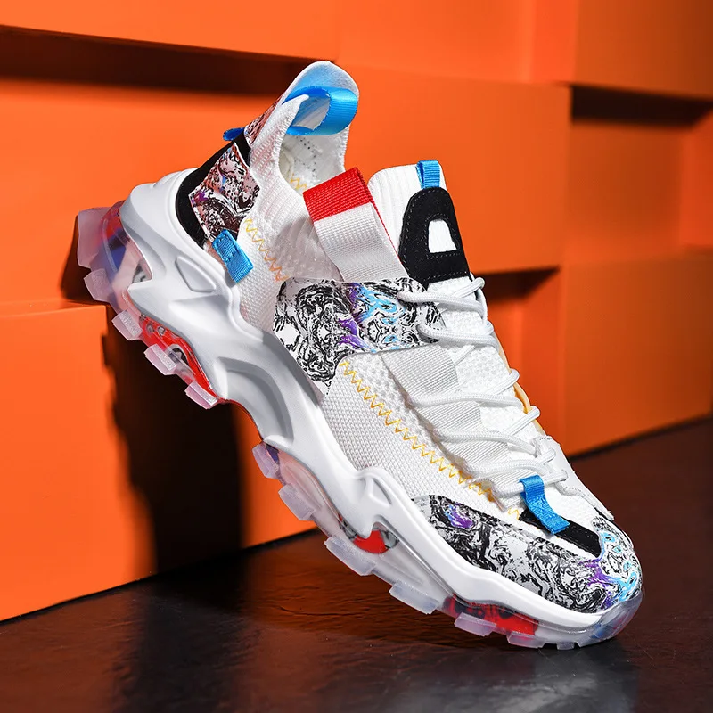 

Four Seasons Large-size,Mesh Surface Men's Shoes Fly Woven Mesh Sports Shoes, Thick-Soled Dad Shoes Running Shoes, 21 New Style