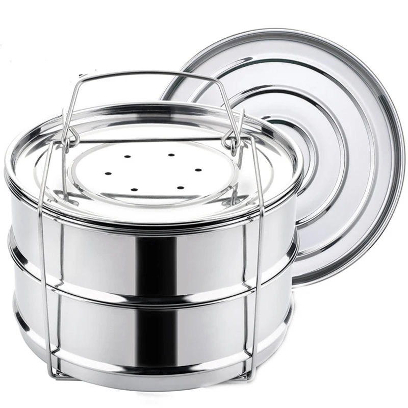 2 Layers Steamer Insert Stackable Food Design Compatible With Instant Pot Set Sling Stainless Steel | Дом и сад