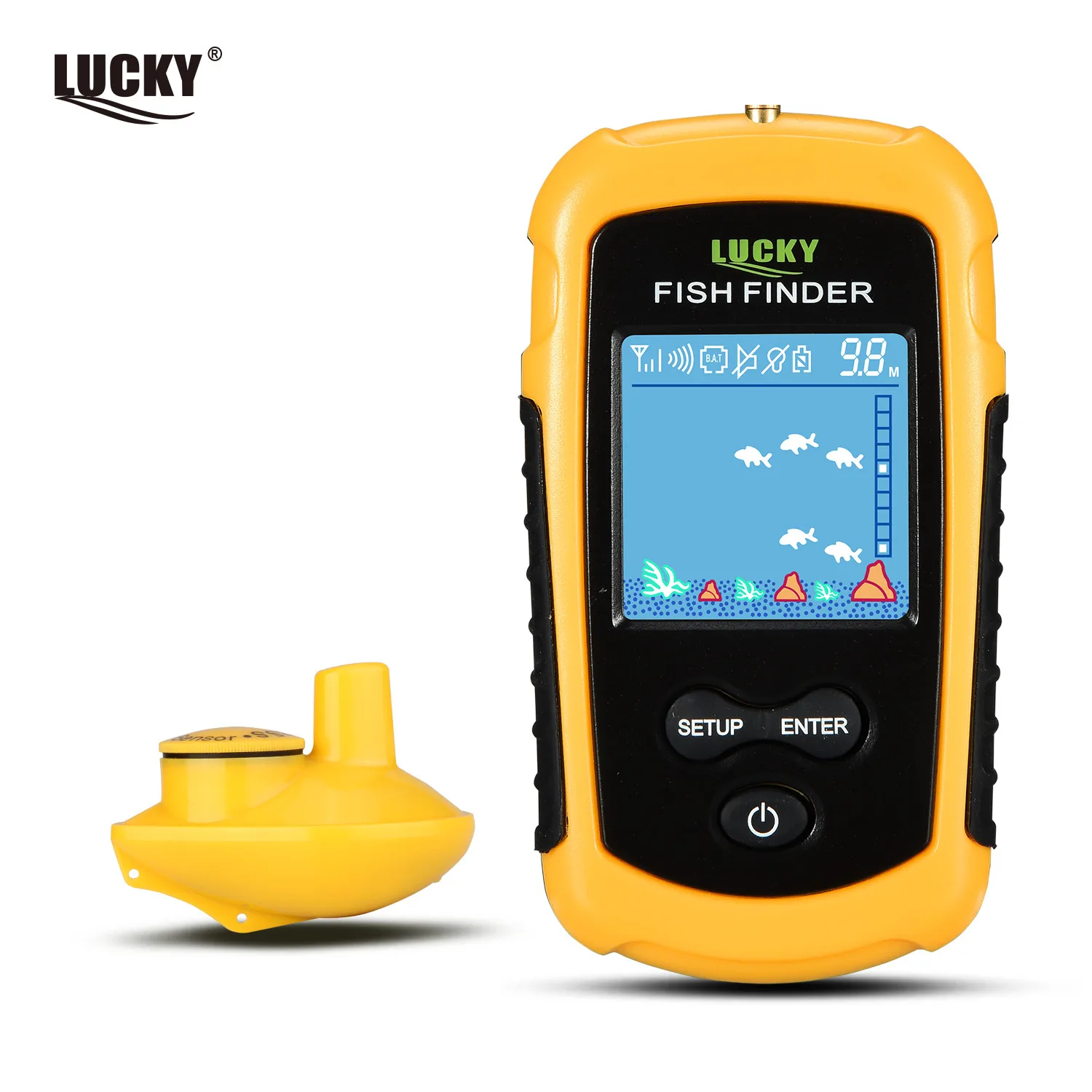 Эхолот LUCKY FFW1108 1 & FFCW1108 портативный эхолот беспроводной диапазон 400 футов (120 м)