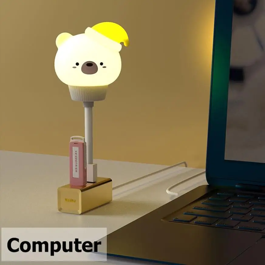 

New USB bear, rabbit, kitten, duckling, childrens room, dormitory gift, original remote control night light