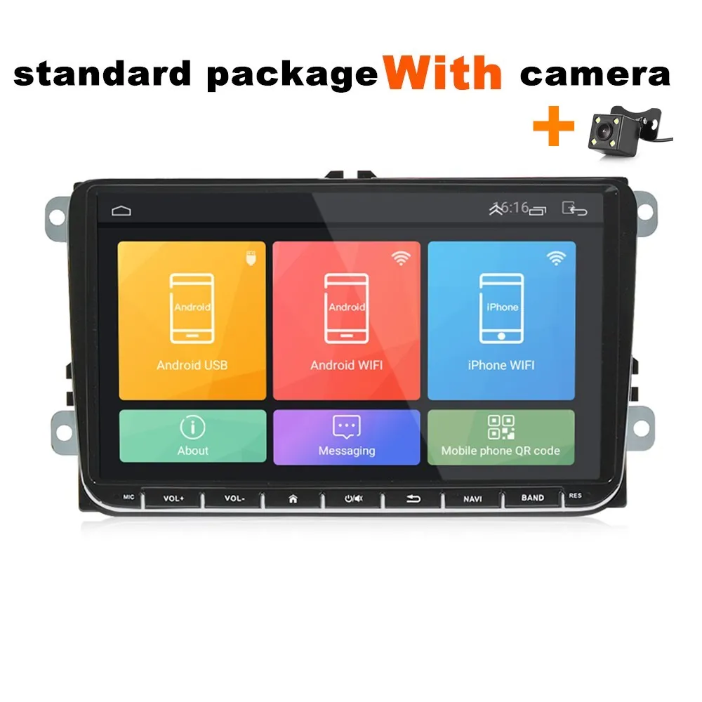 player with camera Zeepin ML-CKVW92, 9 дюймов, Android 8,0, Универсальное автомобильное радио для VW 2din, четырехъядерный 1,2 ГГц, Автомобильный gps навигатор, мультимедийный плеер - Цвет: player with camera