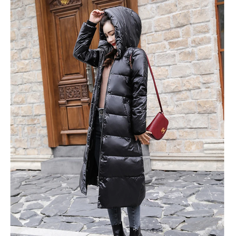 2020 осень зима белый утиный пух Женская парка с капюшоном корейское длинное