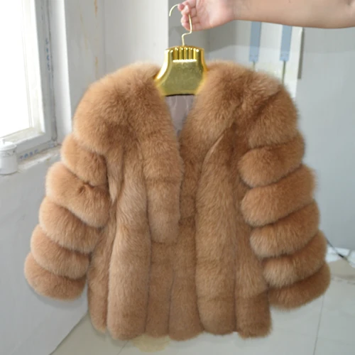 khaki Россия Горячая Распродажа Женская Шуба из натурального Лисьего меха с длинными рукавами женская зимняя куртка из натурального Лисьего меха Роскошная натуральная Шуба из натурального Лисьего меха s - Цвет: khaki