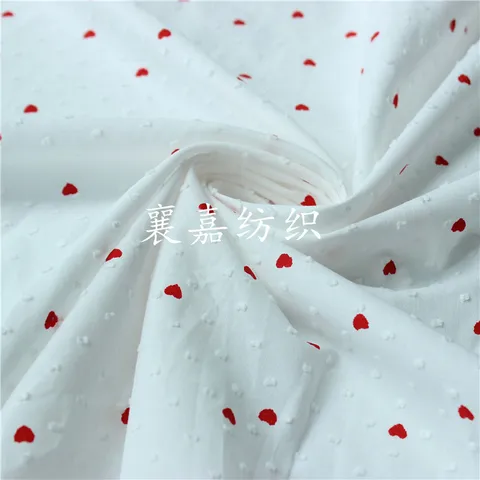 Cotton Dot Heart Printed Fabric Women's Blouse Skirt Sleepwear Material Home Textile Decoration Handmade DIY Cloth 100x150cm