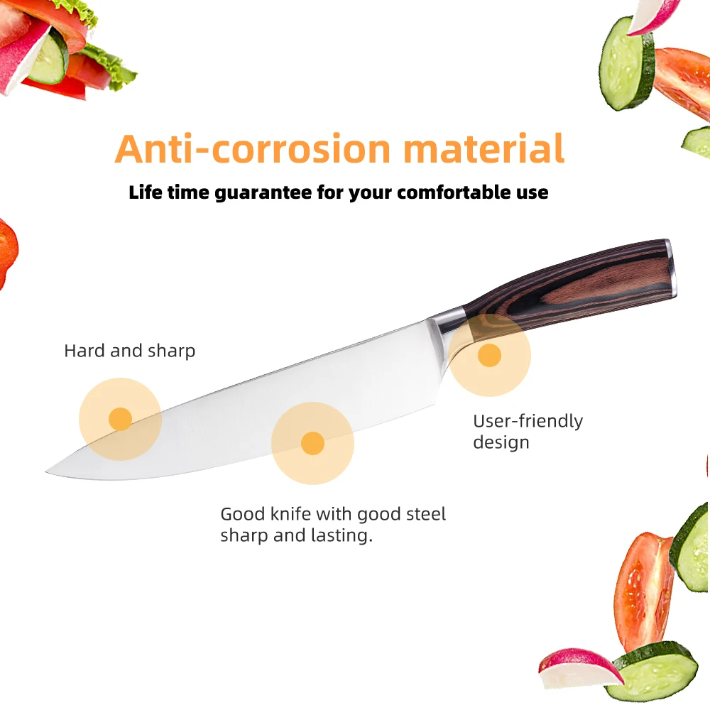 Высококачественный японский нож 8 дюймов Кухонные ножи из нержавеющей стали Santoku
