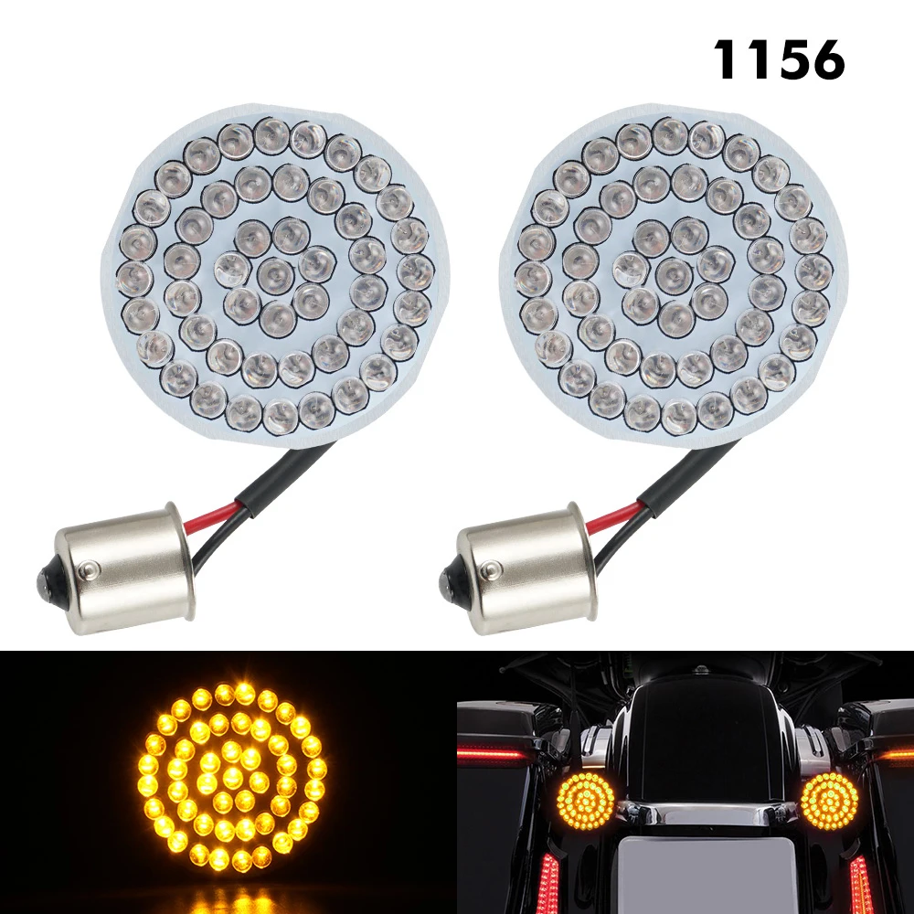 

Bevinsee 1156 1157 LED Turn Signal Lights Inserts Amber Red Brake Lamp For Harley Touring Softail Dyna 2pcs