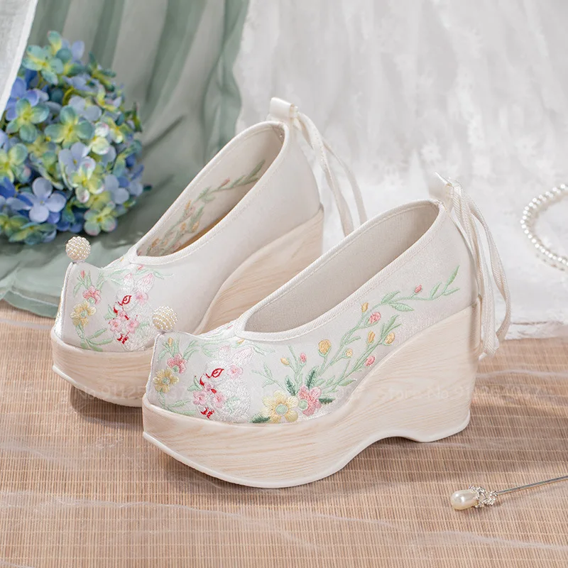 Женские туфли на высоком каблуке с вышивкой Чонсам ханфу ботильоны в китайском