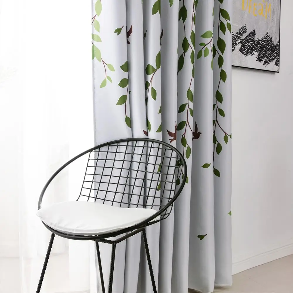 Длинные светонепроницаемые шторы YokiSTG с тропическими листьями занавески из