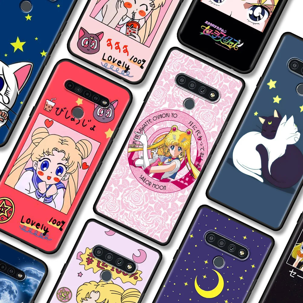 

Black Case For LG K92 K71 K61 K52 K50s K42 K41 K40 s G8 G7 Thinq G6 Soft Silicone Fundas Smartphone Coque Anime Moon Girl Luna