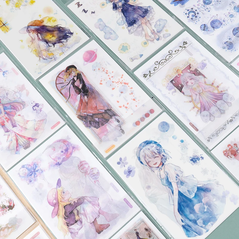 6 листов/уп Васи Бумага DIY декоративные стикеры на клейкой основе для кавайной