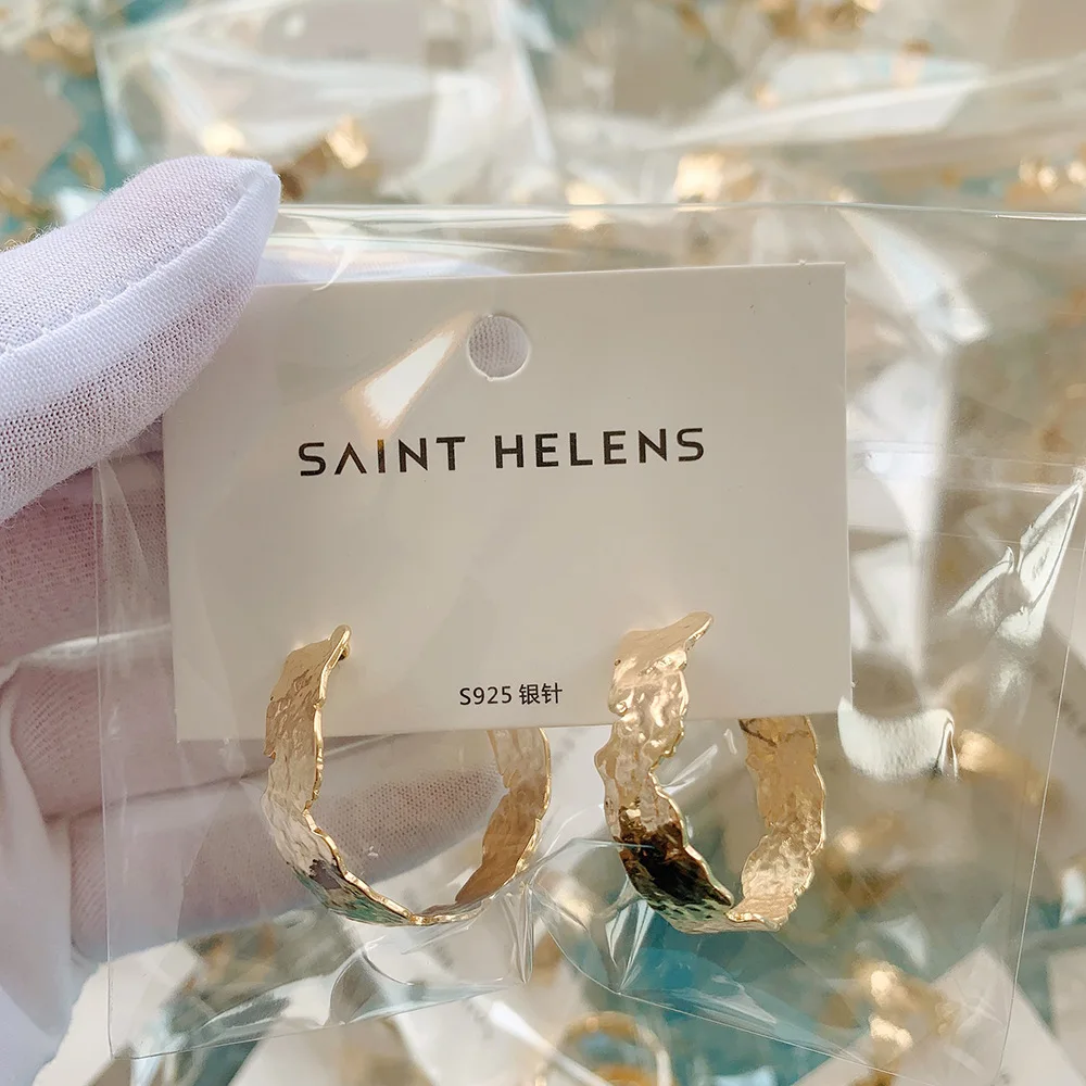 Женские серьги с-образной формы S925 Необычные гипоаллергенные латунные высокого