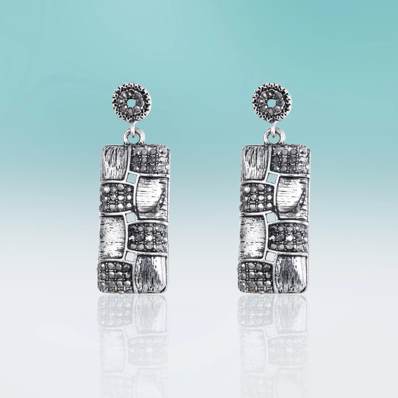 Новинка винтажные серьги подвески с отверстиями и квадратными вставками из