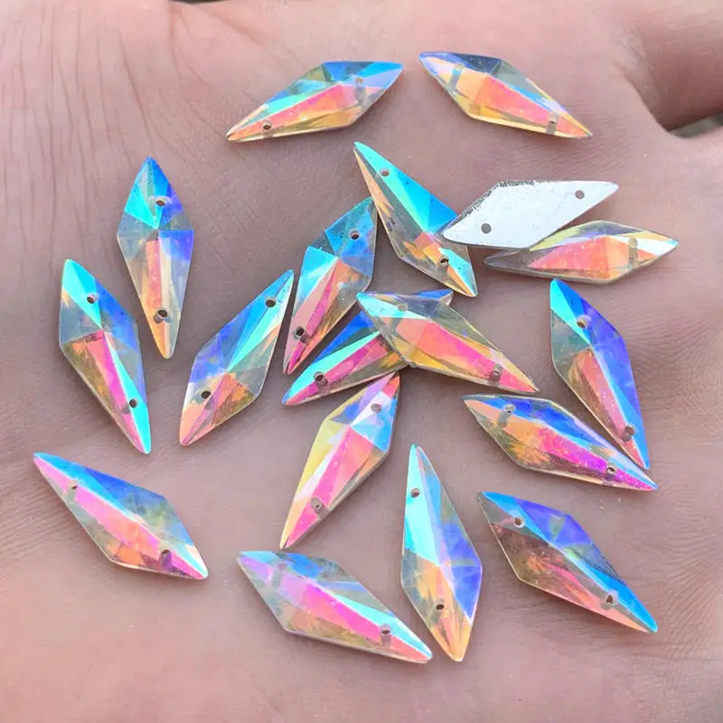 (7x19mm)-40pcs Белый AB с лошадью из стразов глаз и алмаз/Капля воды/Алмазный Кристалл блестящие камни DIY Одежда украшения - Цвет: (7x19mm)-40pcs