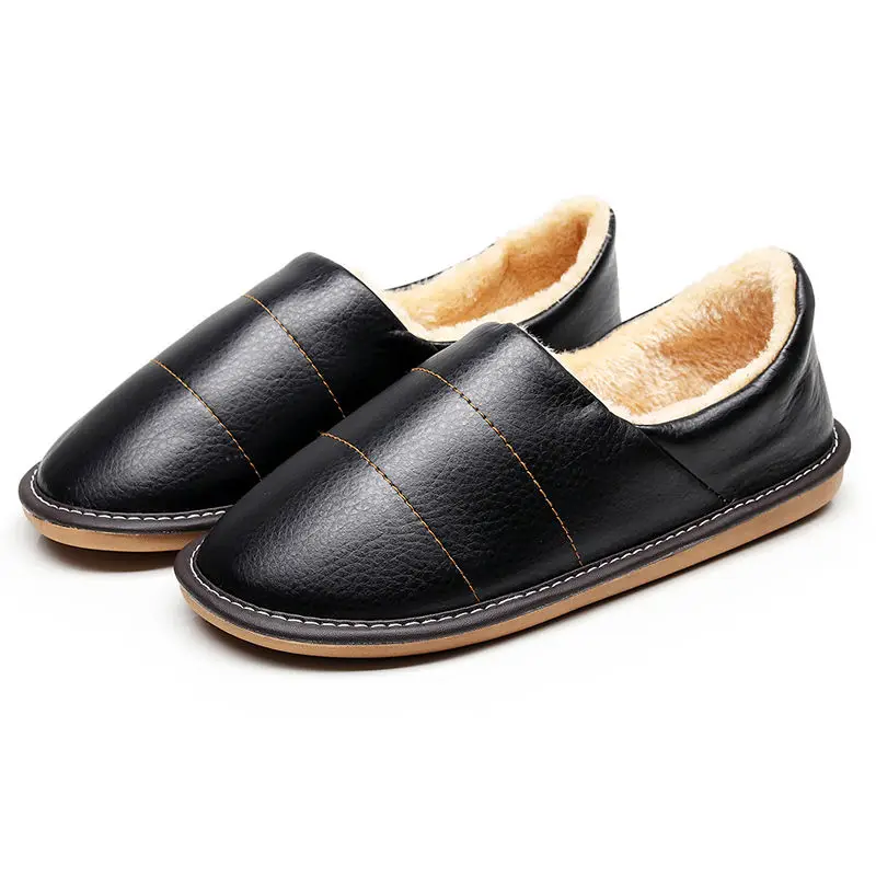 

Fashion bedroom indoor slippers plush velvet shoes men unisex fashion leather slippers male slides