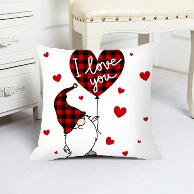 

Red Cartoon Letter Series Valentine's Day Pillowcase Peach Skin Sofa Pillowcase 1pc Home Decoration Love Pillowcase