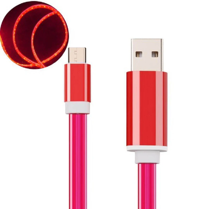 Светодиодный светящийся Магнитный зарядный кабель usb type C Micro USB C 8 Pin Зарядка для iPhone android Магнитный кабель зарядный провод шнур - Цвет: Rose Red