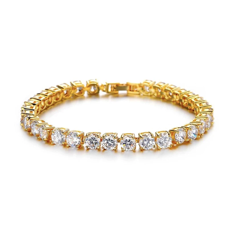 Хип хоп шикарный Iced Out кубический цирконий браслет теннисная цепочка Браслеты