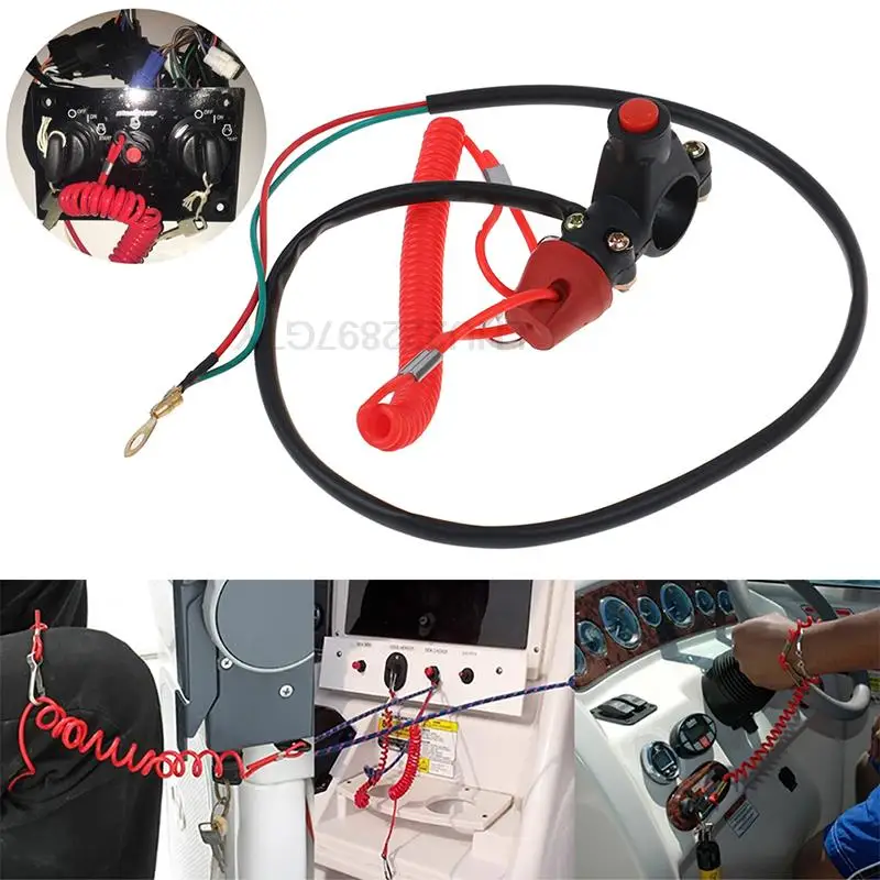 

1 PC Outboard Cut off Switch Safety Tether Lanyard Boat Motor Emergency Kill Stop