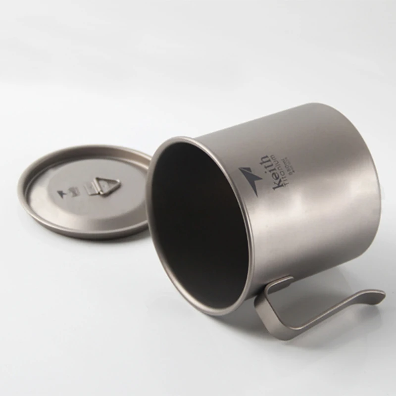 Ультралегкая титановая чашка для воды Keith однослойная кемпинга с крышкой уличная