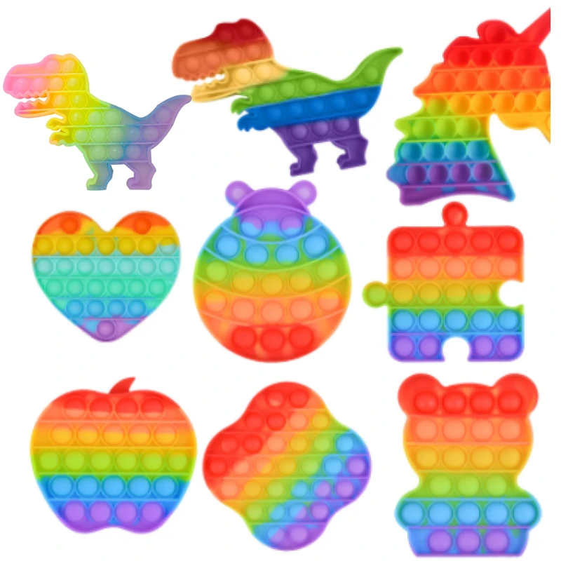 

Пуш-поп-система с пузырьками динозавр радужного цвета игрушки-антистресс для людей с аутизмом специальные потребности сенсорная Игрушка а...