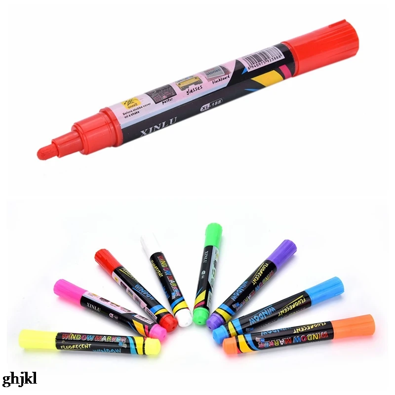 

8 Colors White Board Maker Pen White Board Whiteboard Marker Liquid Chalk Erasable Glass Ceramics Maker Pen Easy Erasing 1PC