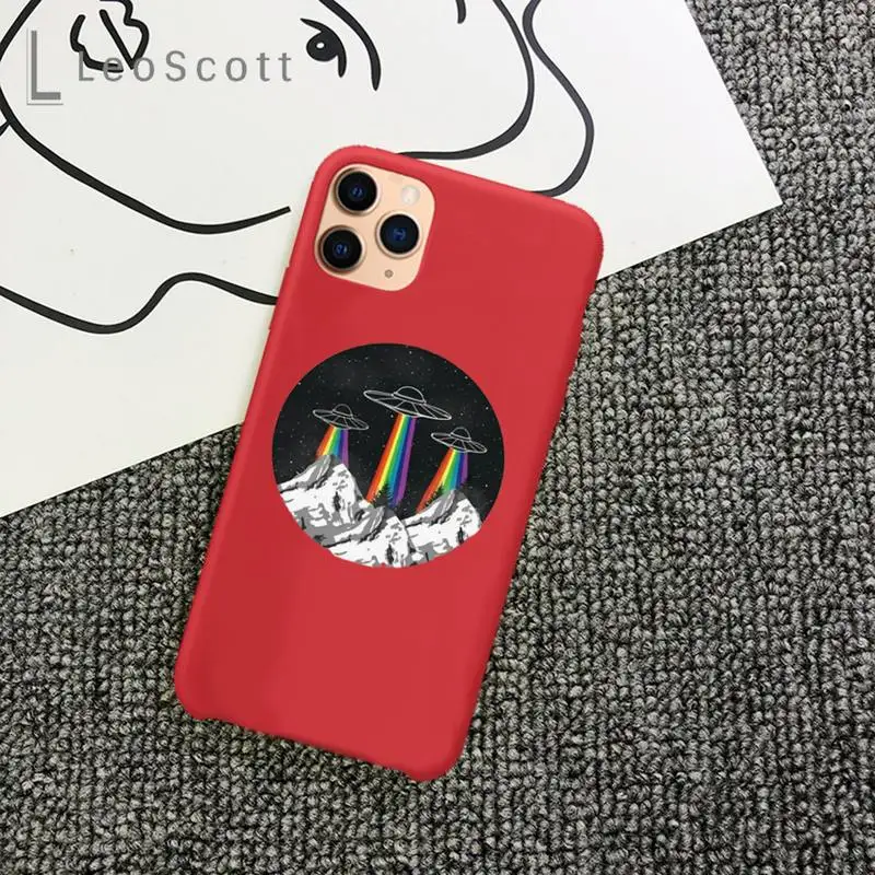 

Alien space funny space Phone Case Candy Color for iPhone 11 12 mini pro XS MAX 8 7 6 6S Plus X 5S SE 2020 XR