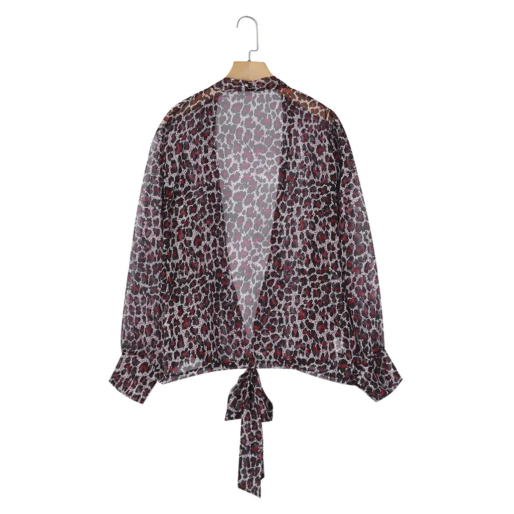 Женская Весенняя модная куртка с принтом и узлом спереди легкая шифоновая