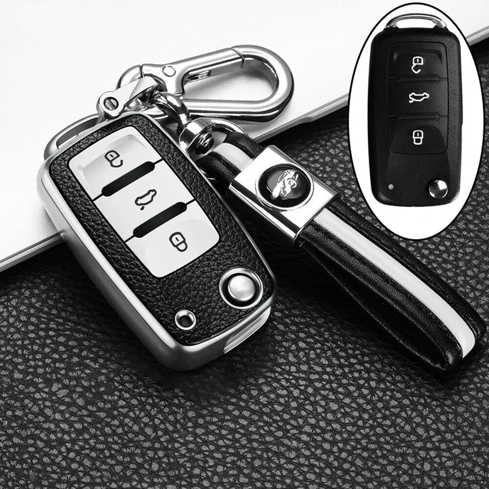 TPU Leather Car Key Cover For VW Volkswagen Golf 6 Polo Passat Seat Ibiza Leon Skoda Octavia Fabia 3 Buttons Folding Remote Fob |