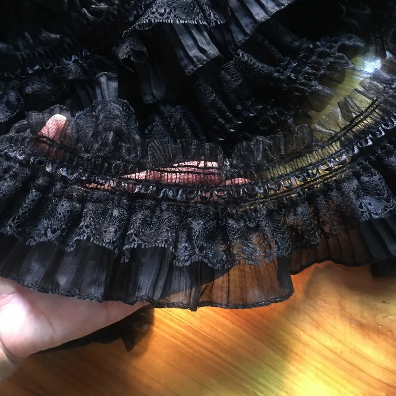 1 ярд последняя вышивка кружевная ткань 8 см черно-белая шифоновая эластичная