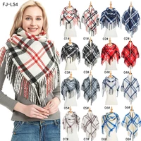 2021 new scarf autumn and winter 100 polyester plaid female shawl tassel square outdoor scarf shawl
