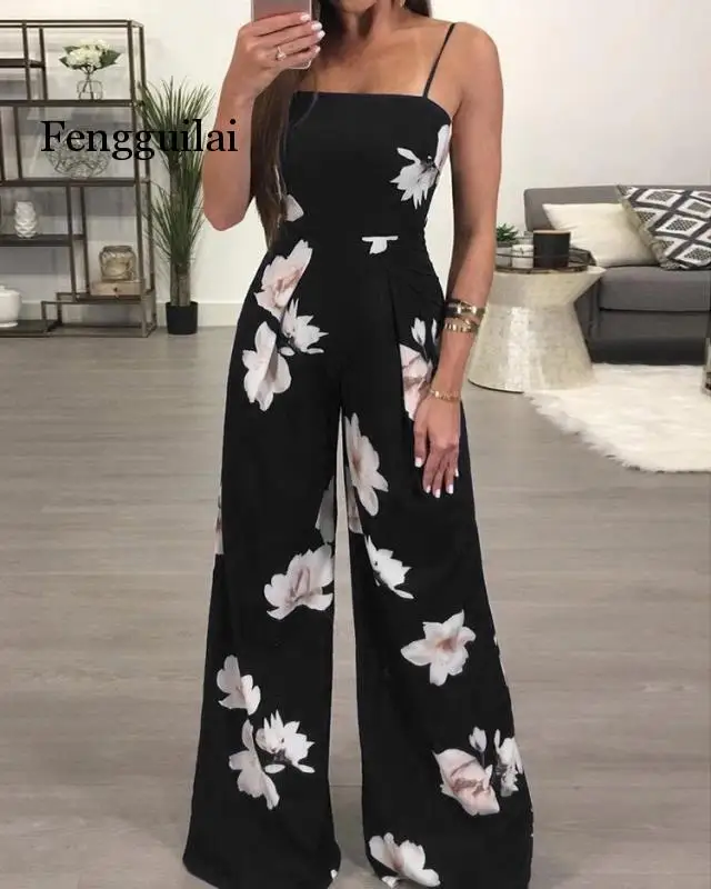 New Womens Summer Playsuit Romper Jumpsuit Ladies Sleeveless Casual Floral Print Sleeveless Fashion Jumpsuit 2020 Hot Plus Size