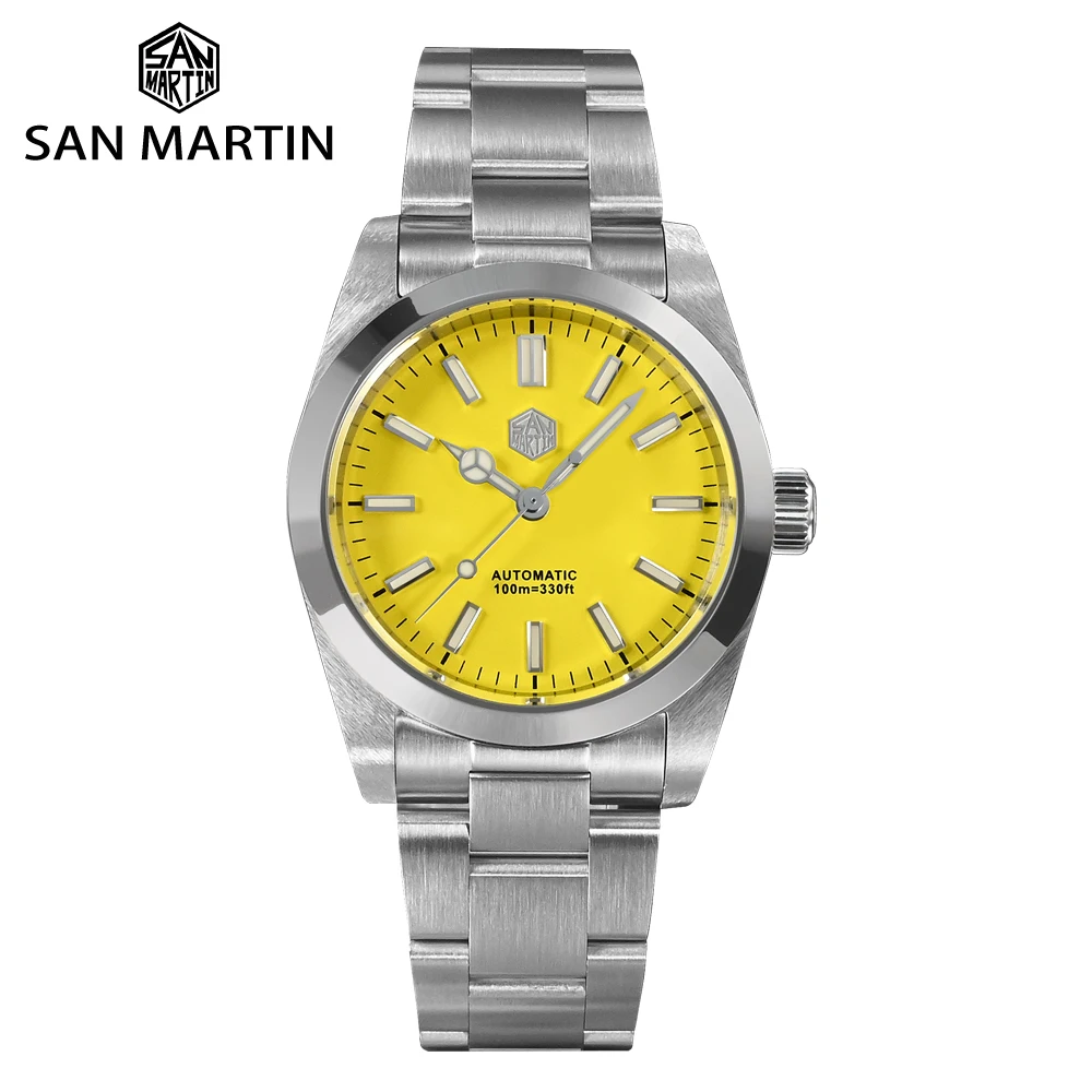 

Часы San Martin Мужские механические Автоматические, люксовые водонепроницаемые наручные, 36 мм, с сапфировым стеклом, 10 бар